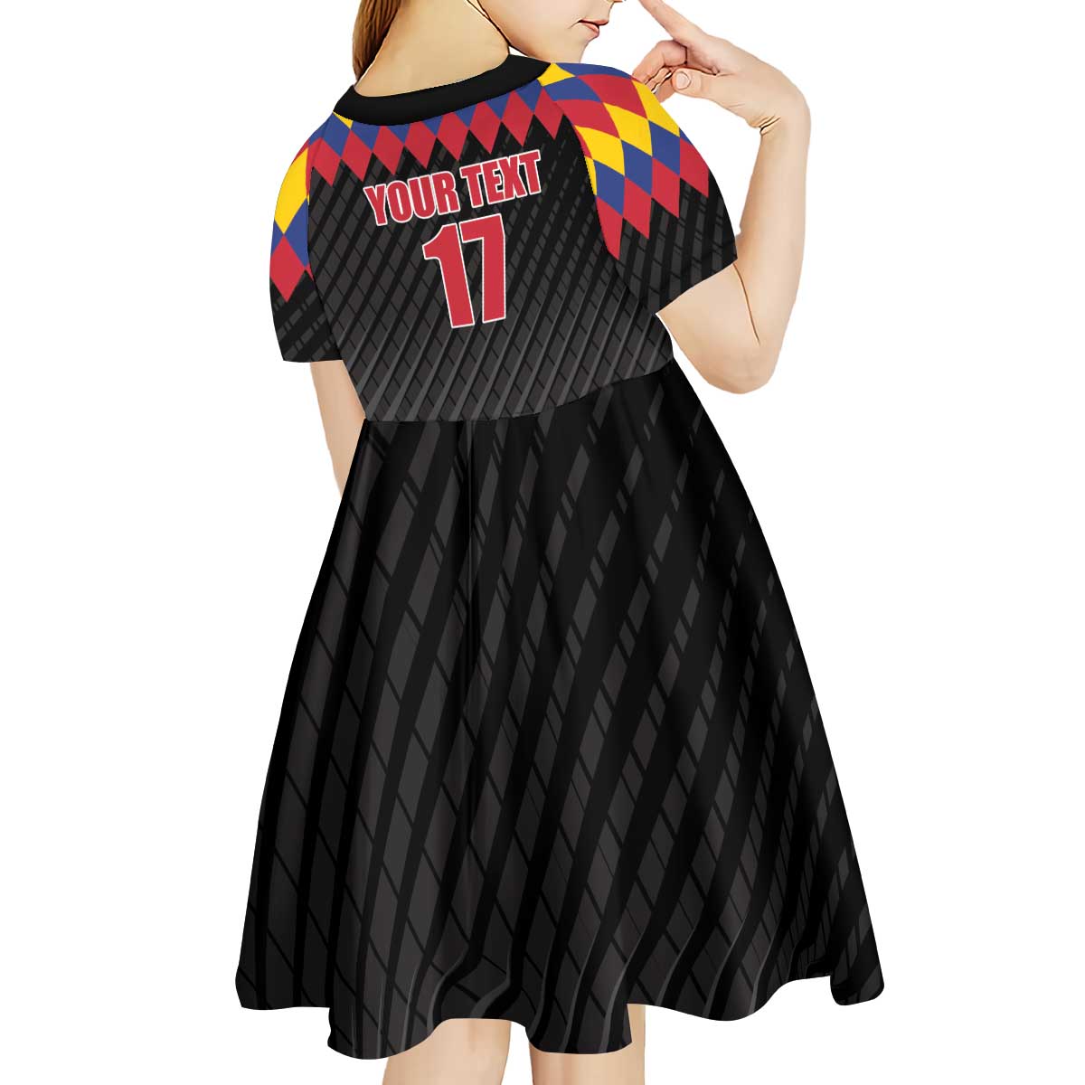 Custom Colombia Football Kid Short Sleeve Dress Retro Black Style