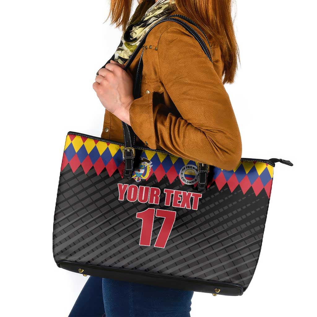 Custom Colombia Football Leather Tote Bag Retro Black Style