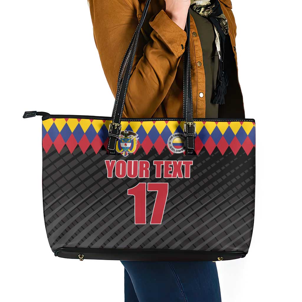 Custom Colombia Football Leather Tote Bag Retro Black Style