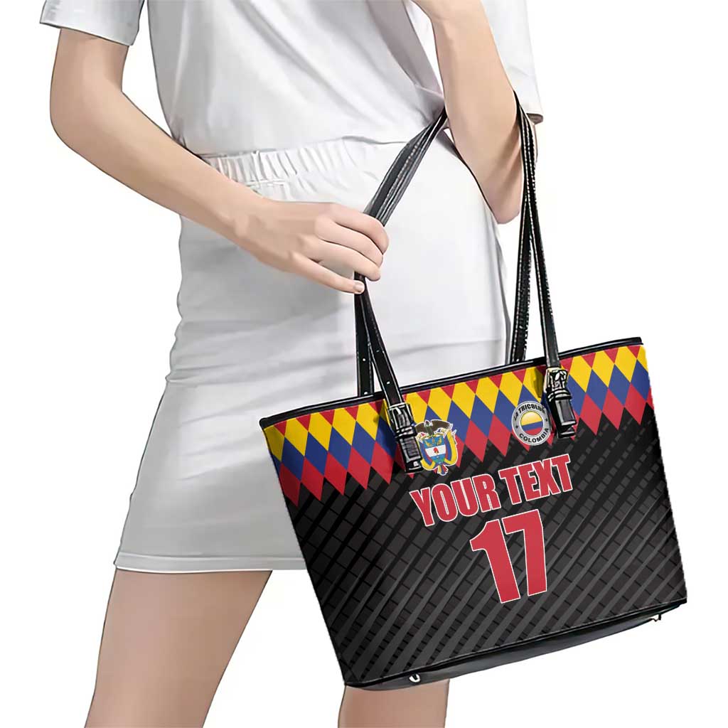 Custom Colombia Football Leather Tote Bag Retro Black Style