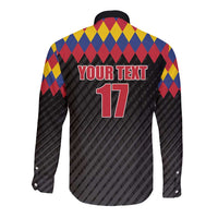 Custom Colombia Football Long Sleeve Button Shirt Retro Black Style