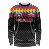 Custom Colombia Football Long Sleeve Shirt Retro Black Style