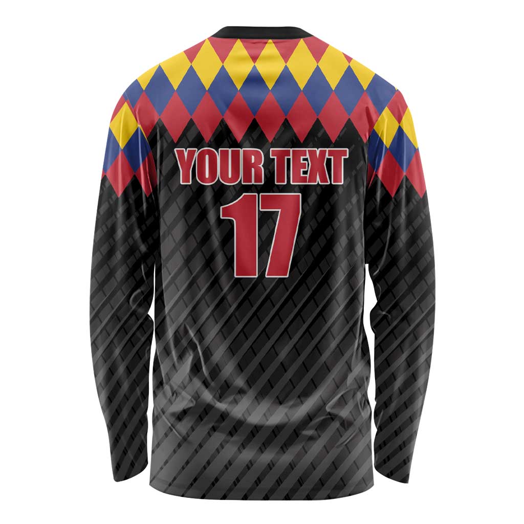 Custom Colombia Football Long Sleeve Shirt Retro Black Style