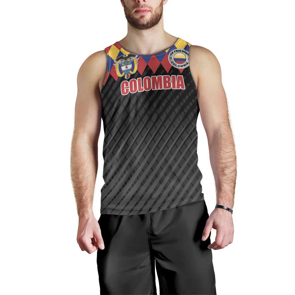 Custom Colombia Football Men Tank Top Retro Black Style