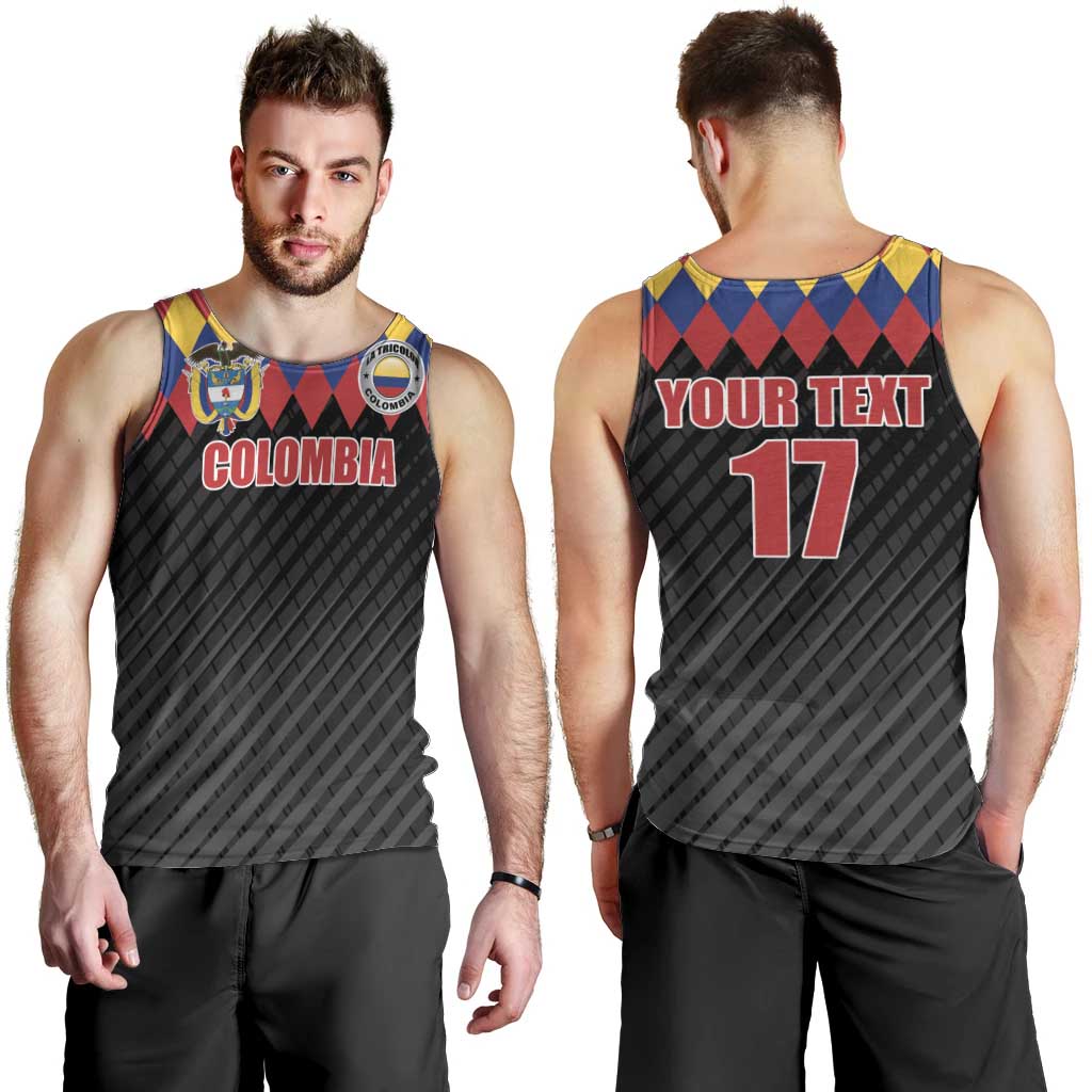 Custom Colombia Football Men Tank Top Retro Black Style