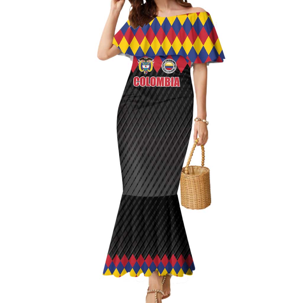 Custom Colombia Football Mermaid Dress Retro Black Style