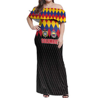 Custom Colombia Football Off Shoulder Maxi Dress Retro Black Style