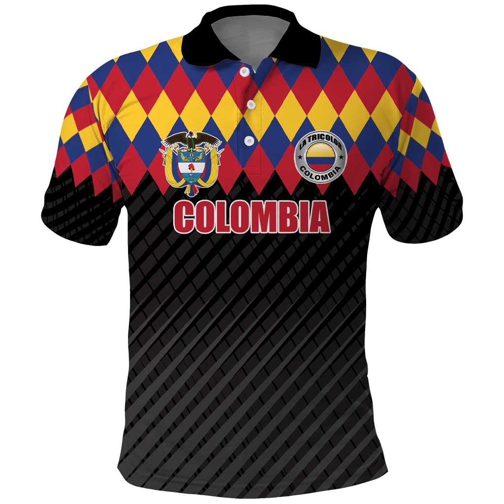 Custom Colombia Football Polo Shirt Retro Black Style