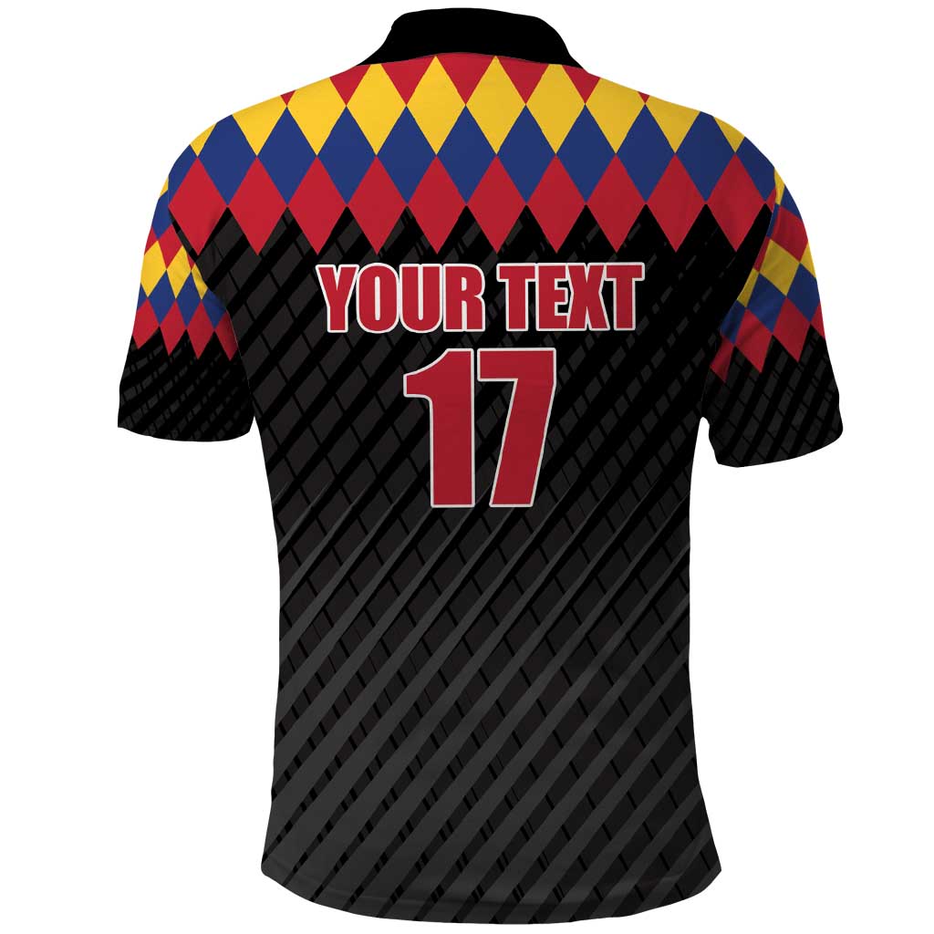 Custom Colombia Football Polo Shirt Retro Black Style