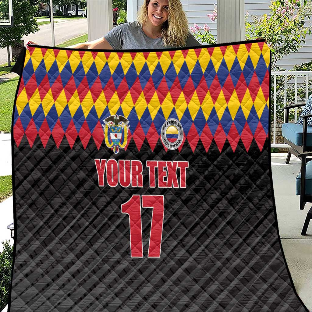 Custom Colombia Football Quilt Retro Black Style