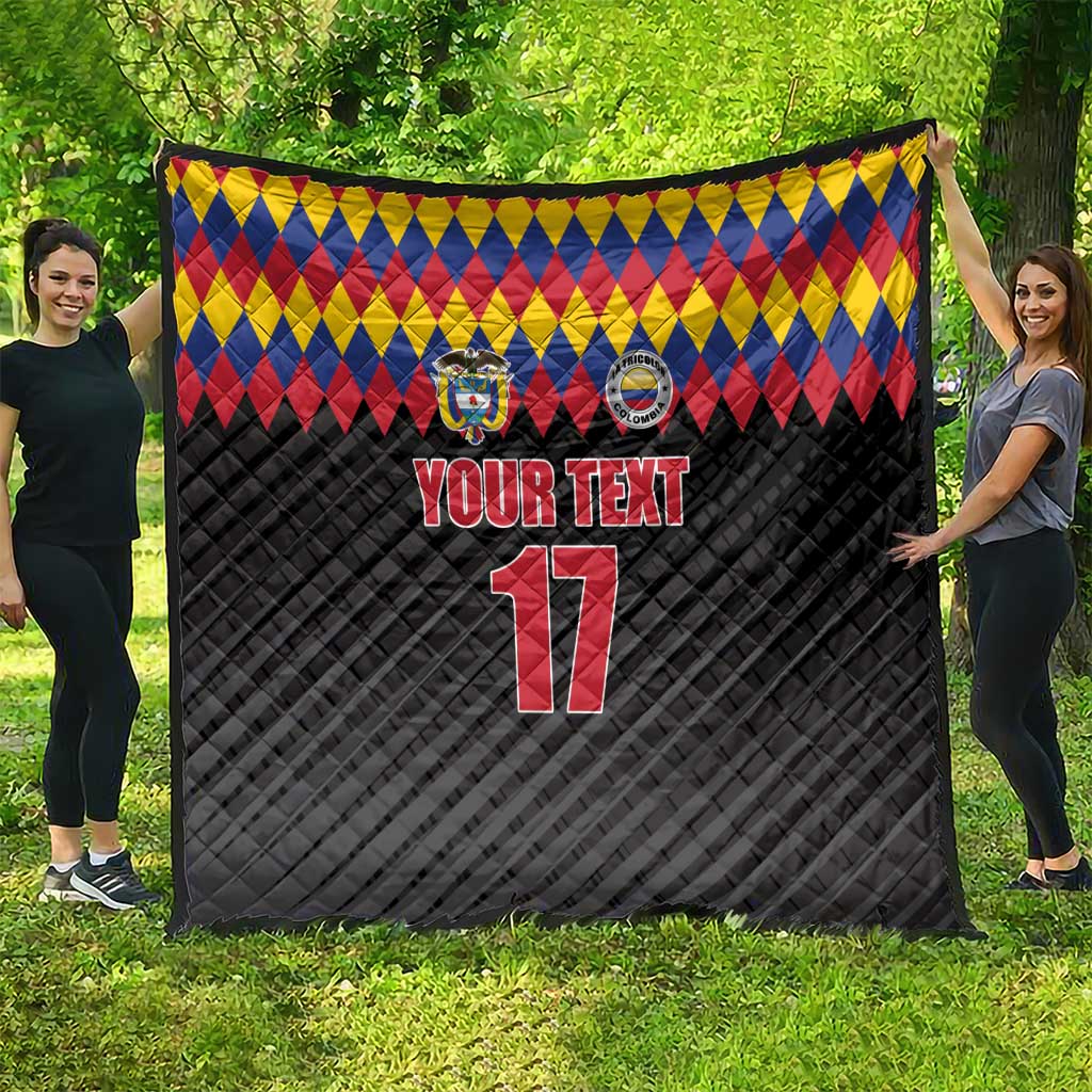 Custom Colombia Football Quilt Retro Black Style