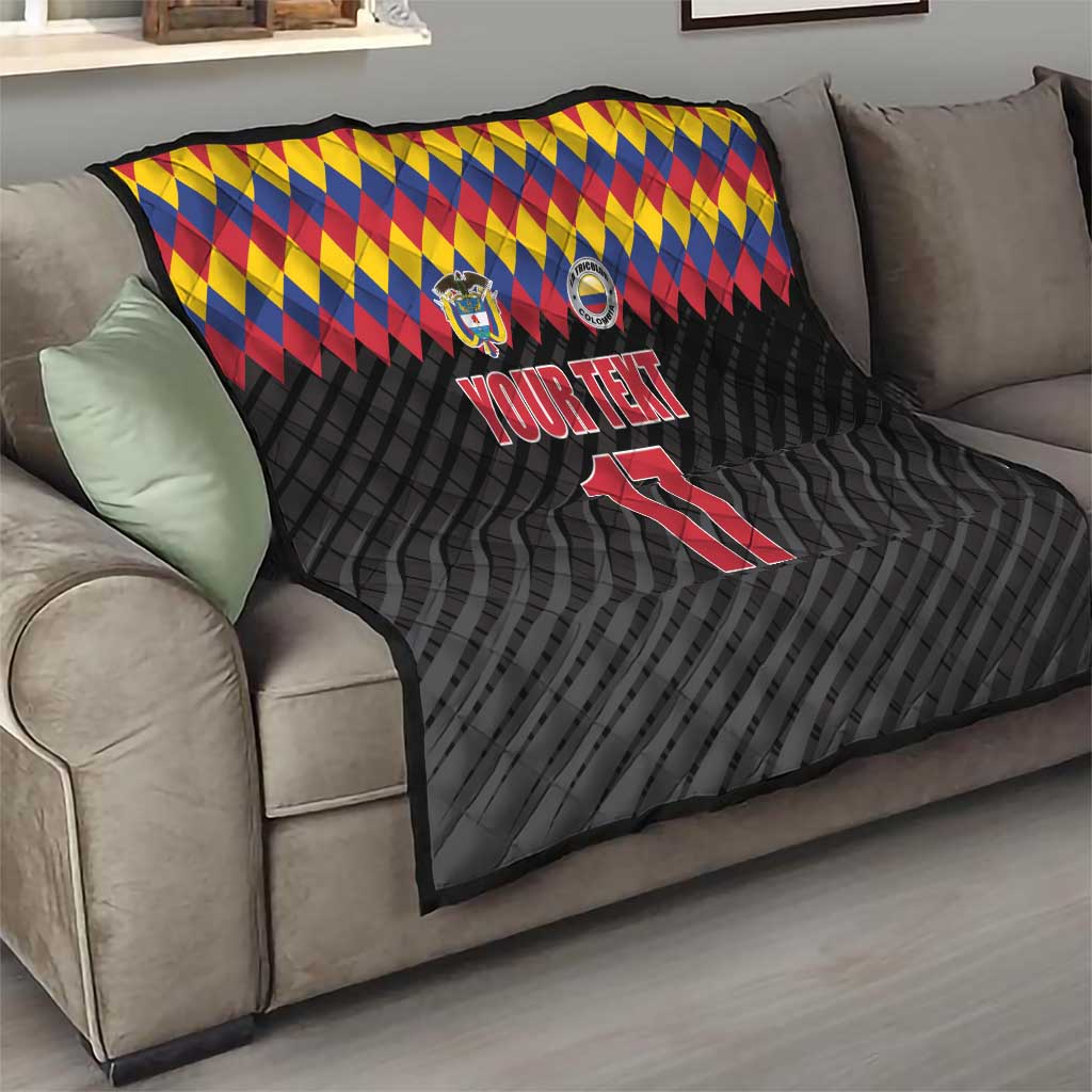 Custom Colombia Football Quilt Retro Black Style
