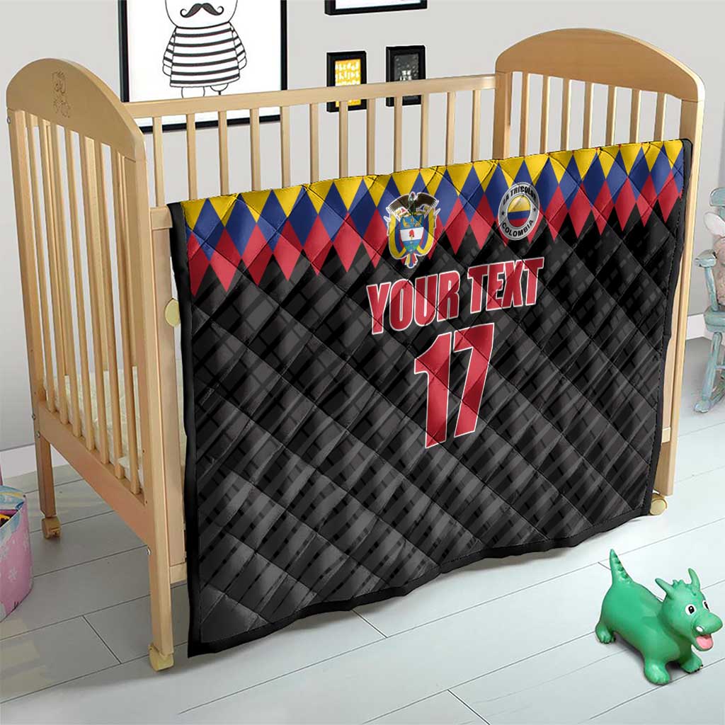 Custom Colombia Football Quilt Retro Black Style