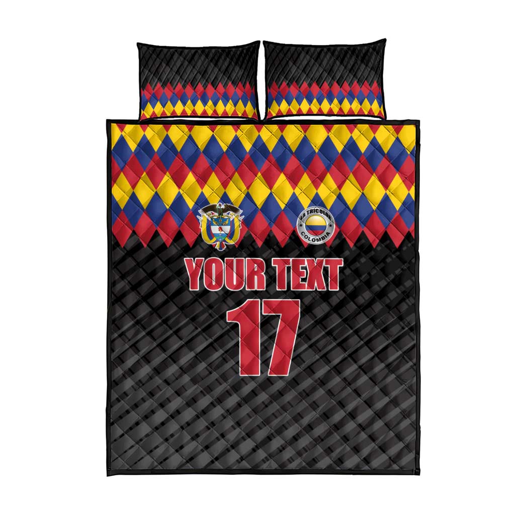 Custom Colombia Football Quilt Bed Set Retro Black Style