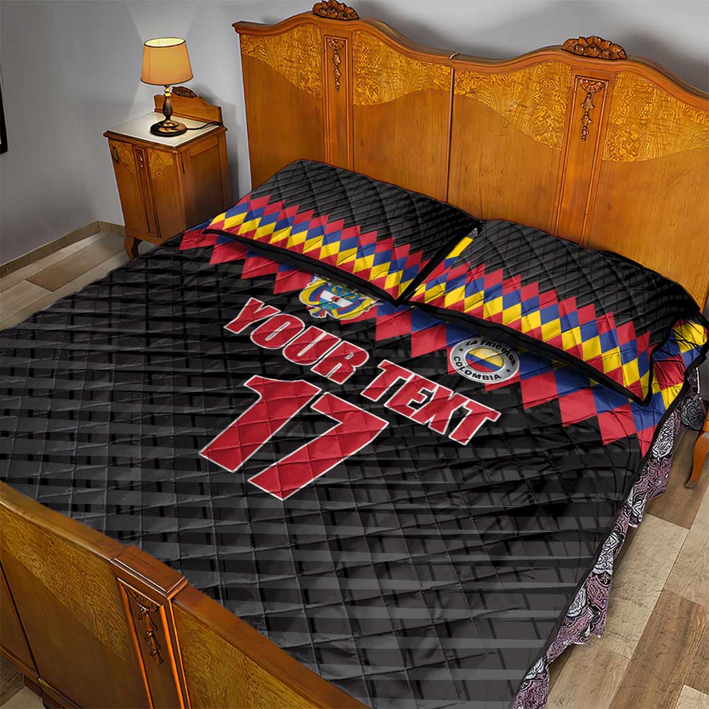 Custom Colombia Football Quilt Bed Set Retro Black Style