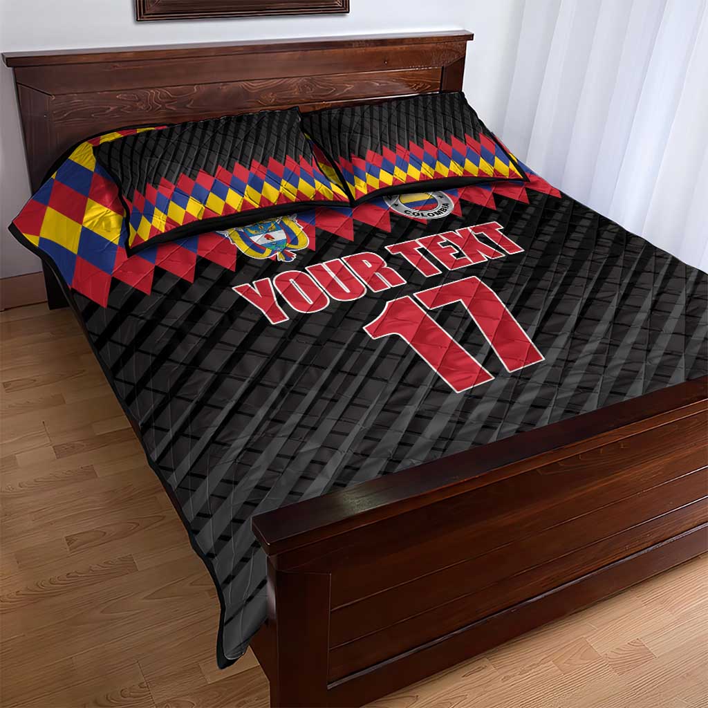 Custom Colombia Football Quilt Bed Set Retro Black Style