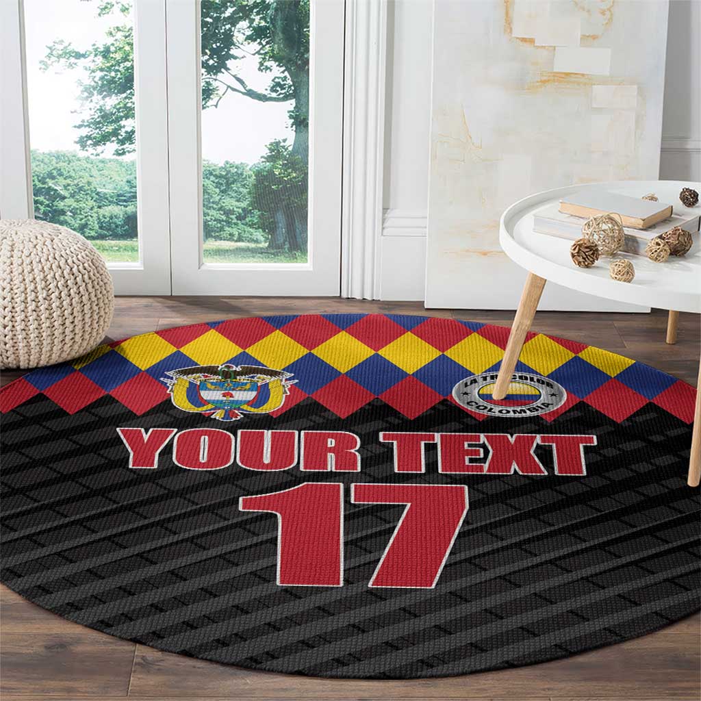 Custom Colombia Football Round Carpet Retro Black Style