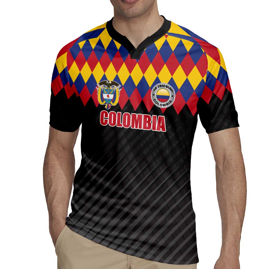Custom Colombia Football Rugby Jersey Retro Black Style