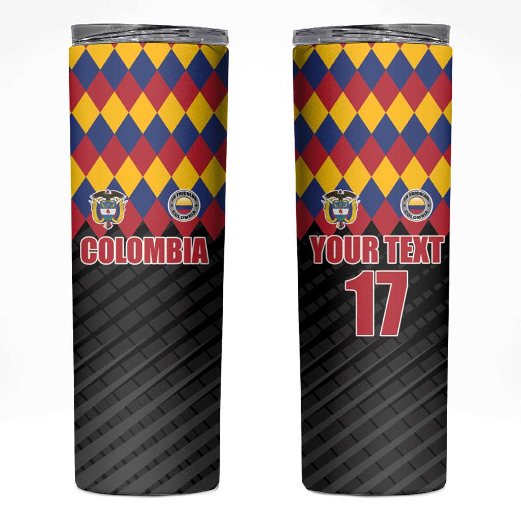 Custom Colombia Football Skinny Tumbler Retro Black Style