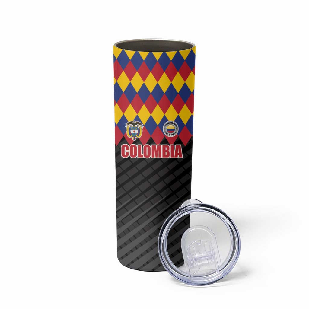 Custom Colombia Football Skinny Tumbler Retro Black Style