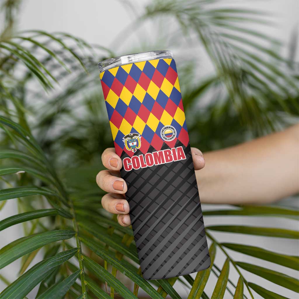 Custom Colombia Football Skinny Tumbler Retro Black Style