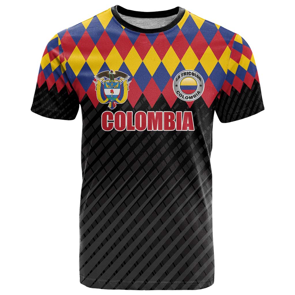 Custom Colombia Football T Shirt Retro Black Style