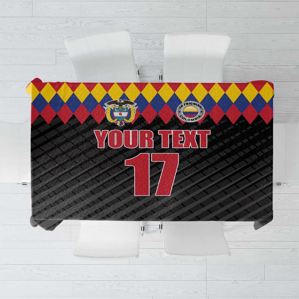 Custom Colombia Football Tablecloth Retro Black Style