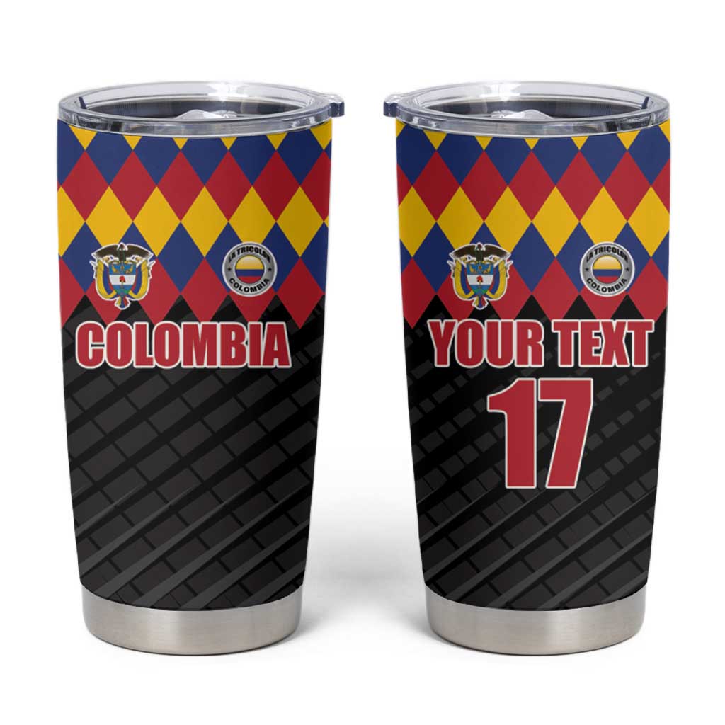 Custom Colombia Football Tumbler Cup Retro Black Style