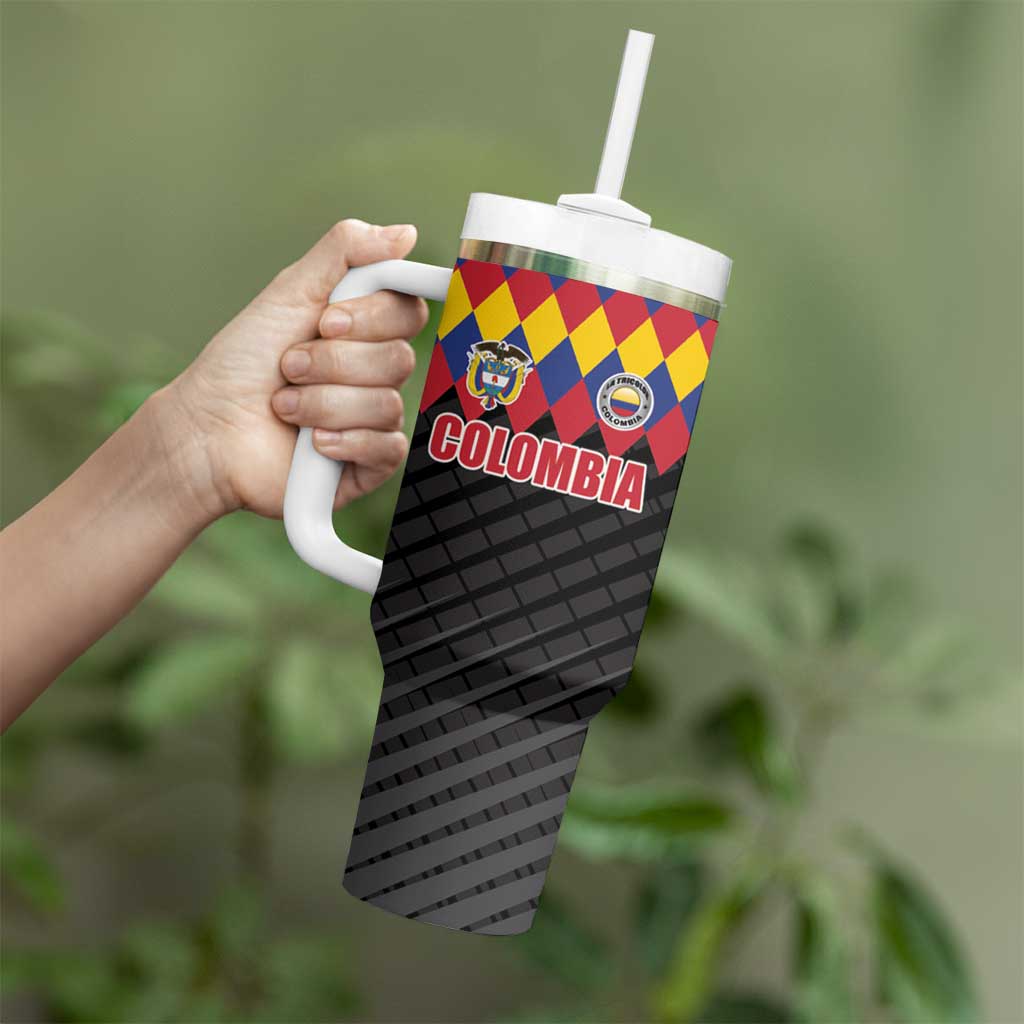 Custom Colombia Football Tumbler With Handle Retro Black Style