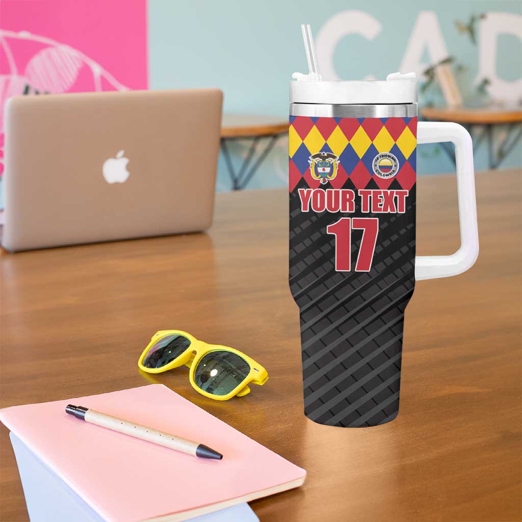 Custom Colombia Football Tumbler With Handle Retro Black Style