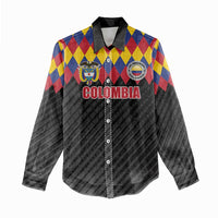 Custom Colombia Football Women Casual Shirt Retro Black Style