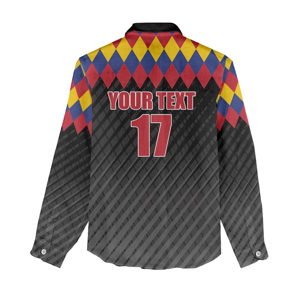 Custom Colombia Football Women Casual Shirt Retro Black Style