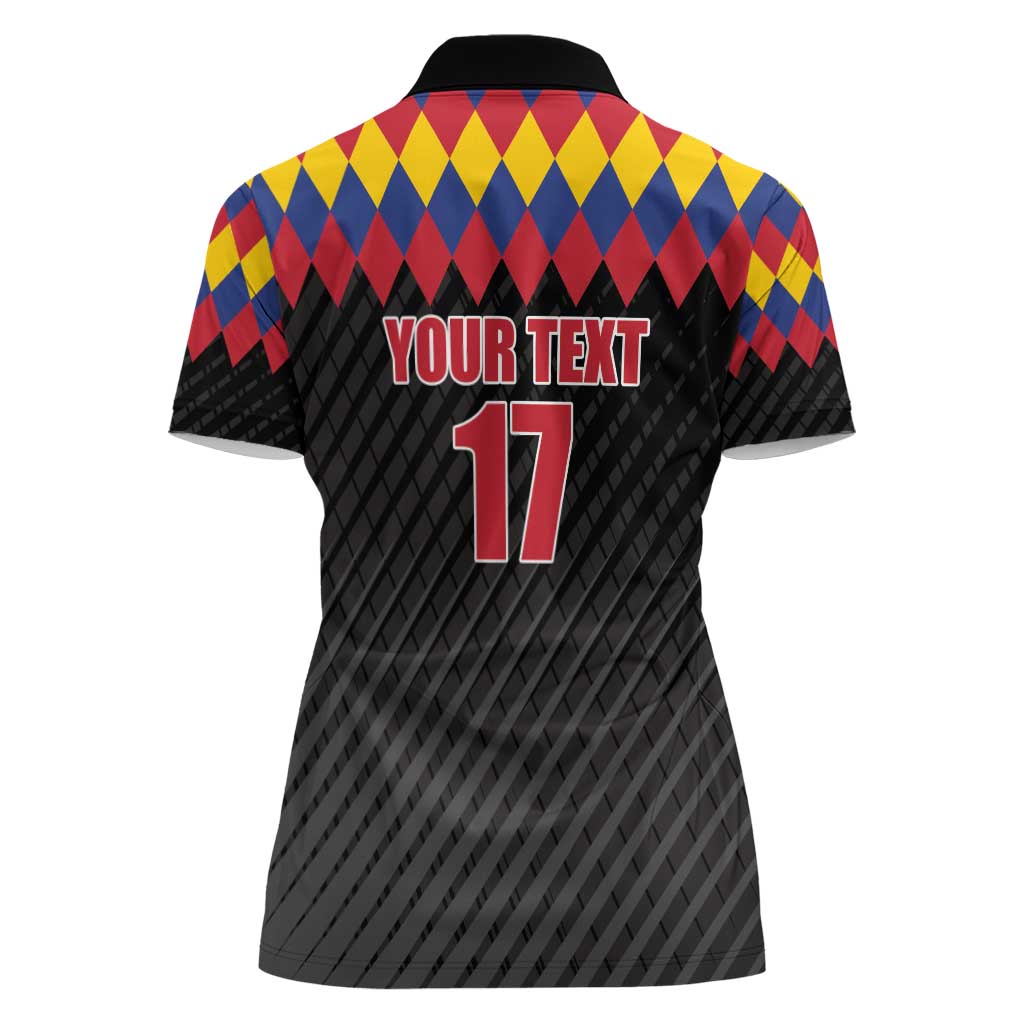 Custom Colombia Football Women Polo Shirt Retro Black Style