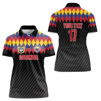 Custom Colombia Football Women Polo Shirt Retro Black Style