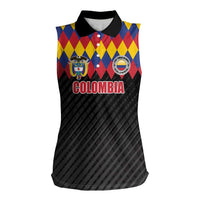 Custom Colombia Football Women Sleeveless Polo Shirt Retro Black Style