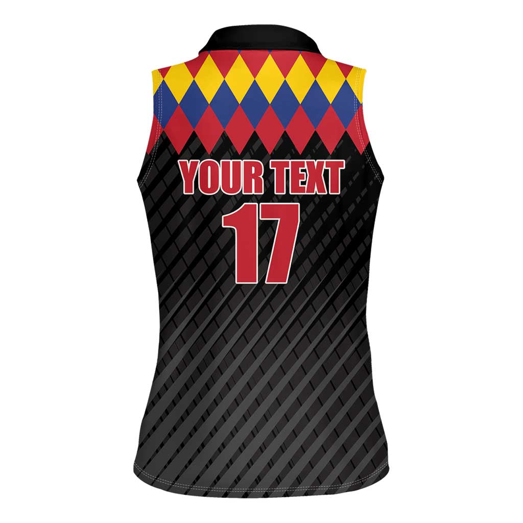 Custom Colombia Football Women Sleeveless Polo Shirt Retro Black Style