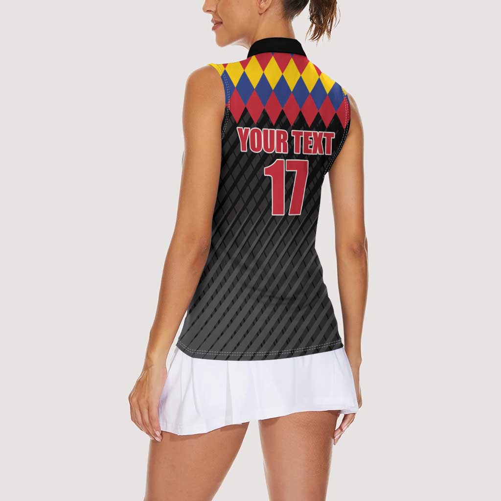 Custom Colombia Football Women Sleeveless Polo Shirt Retro Black Style