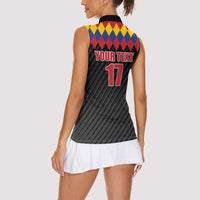 Custom Colombia Football Women Sleeveless Polo Shirt Retro Black Style