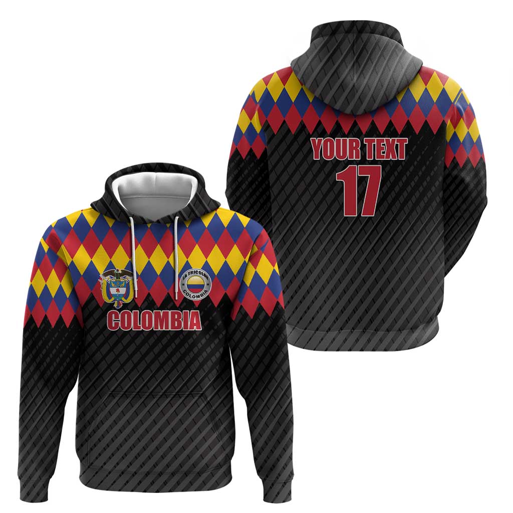 Custom Colombia Football Zip Hoodie Retro Black Style