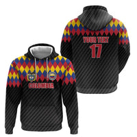 Custom Colombia Football Zip Hoodie Retro Black Style