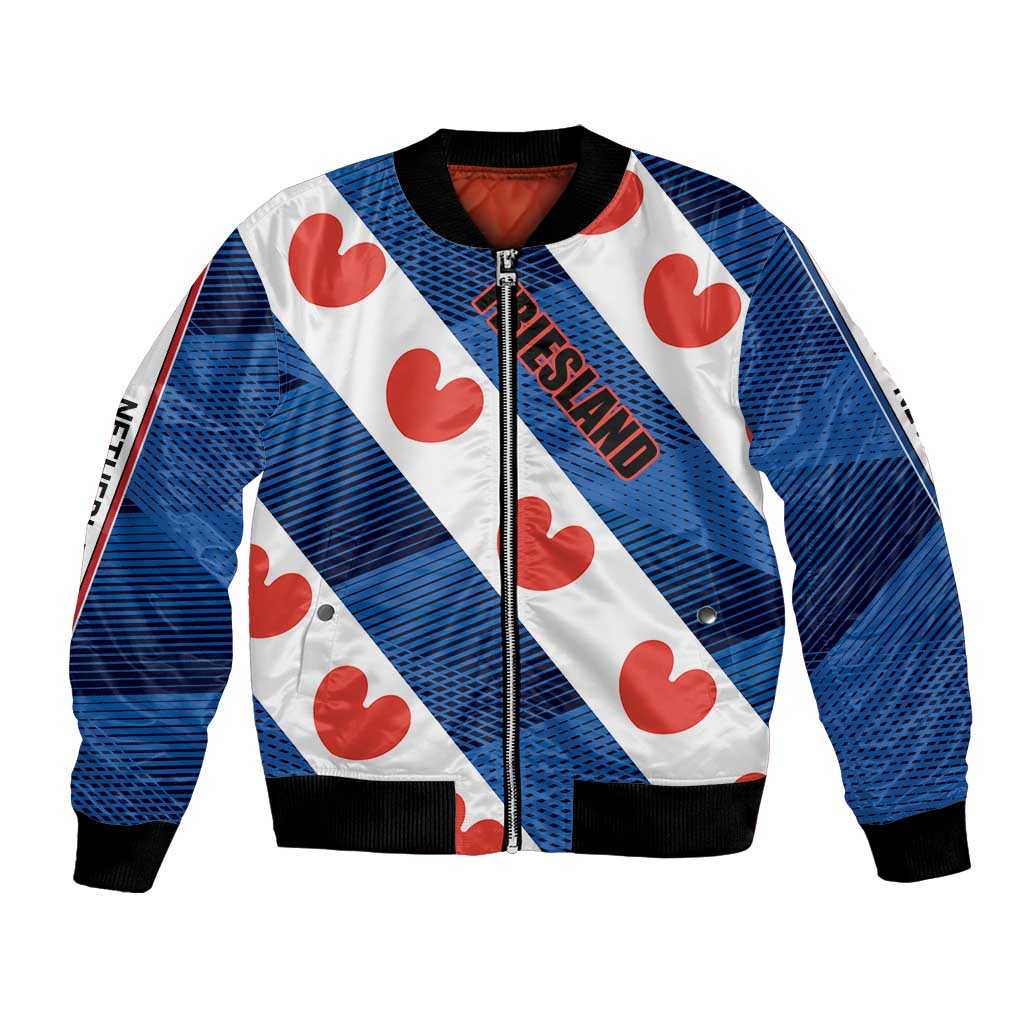 Netherlands Friesland Province Bomber Jacket Flag Style