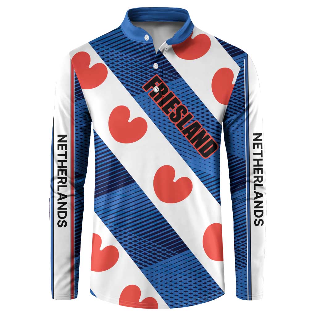 Netherlands Friesland Province Button Sweatshirt Flag Style