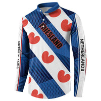 Netherlands Friesland Province Button Sweatshirt Flag Style