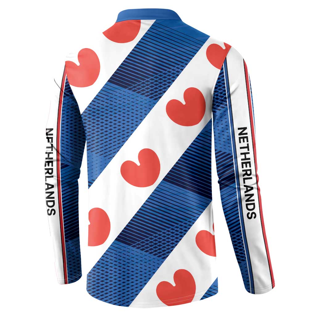 Netherlands Friesland Province Button Sweatshirt Flag Style