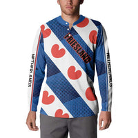 Netherlands Friesland Province Button Sweatshirt Flag Style
