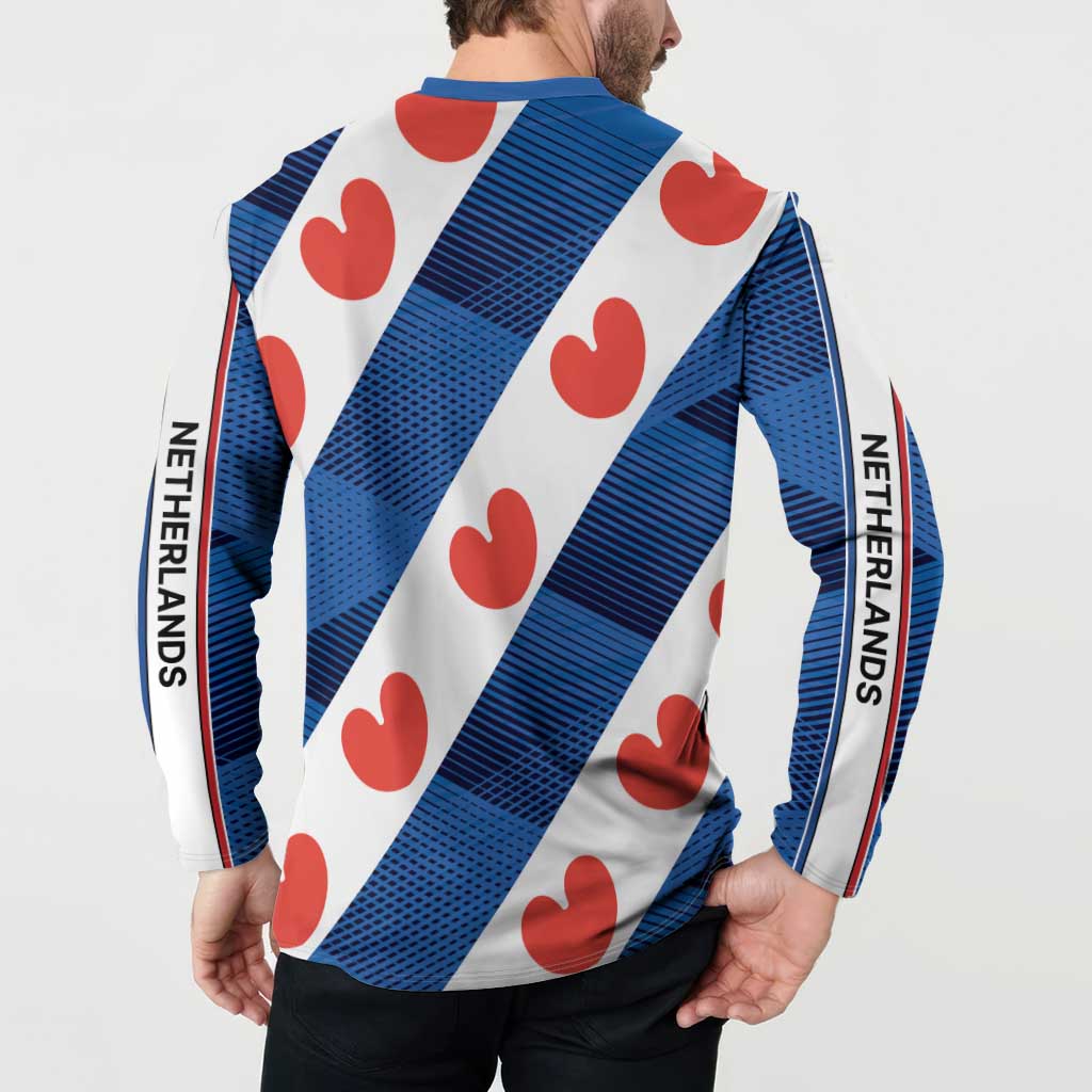 Netherlands Friesland Province Button Sweatshirt Flag Style