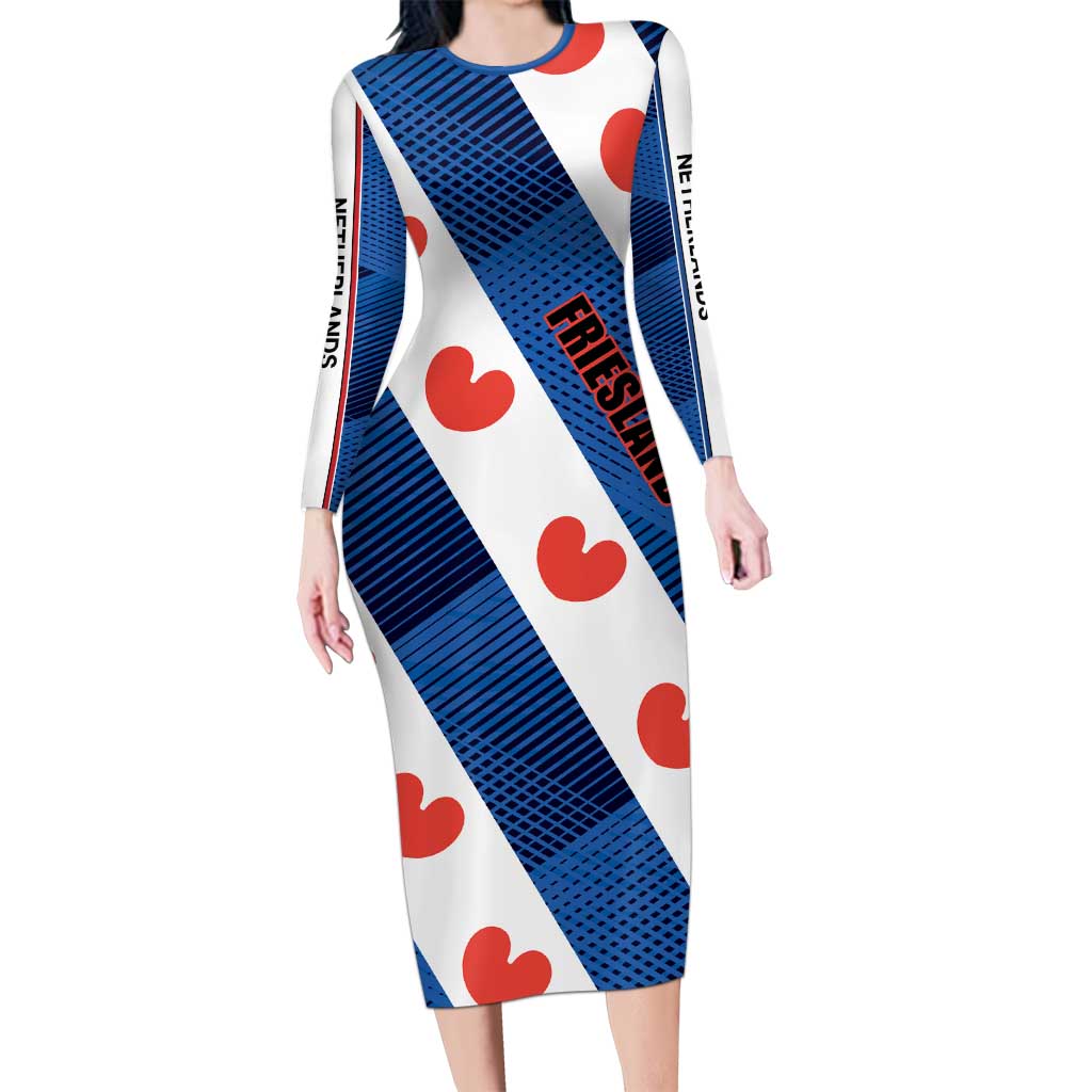 Netherlands Friesland Province Family Matching Long Sleeve Bodycon Dress and Hawaiian Shirt Flag Style