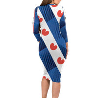 Netherlands Friesland Province Family Matching Long Sleeve Bodycon Dress and Hawaiian Shirt Flag Style