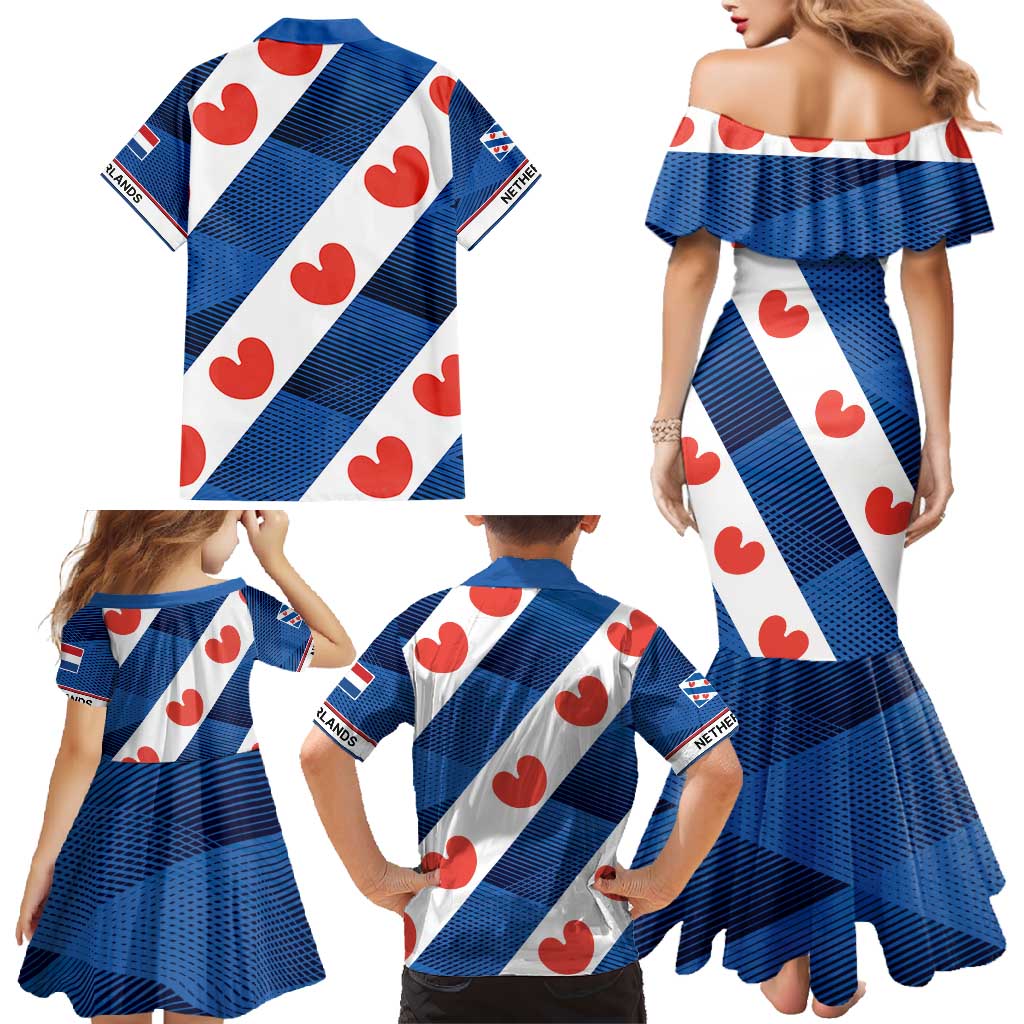 Netherlands Friesland Province Family Matching Mermaid Dress and Hawaiian Shirt Flag Style