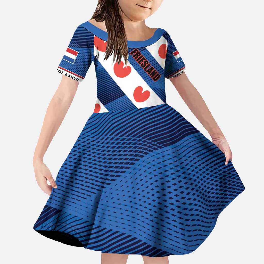 Netherlands Friesland Province Family Matching Off Shoulder Maxi Dress and Hawaiian Shirt Flag Style